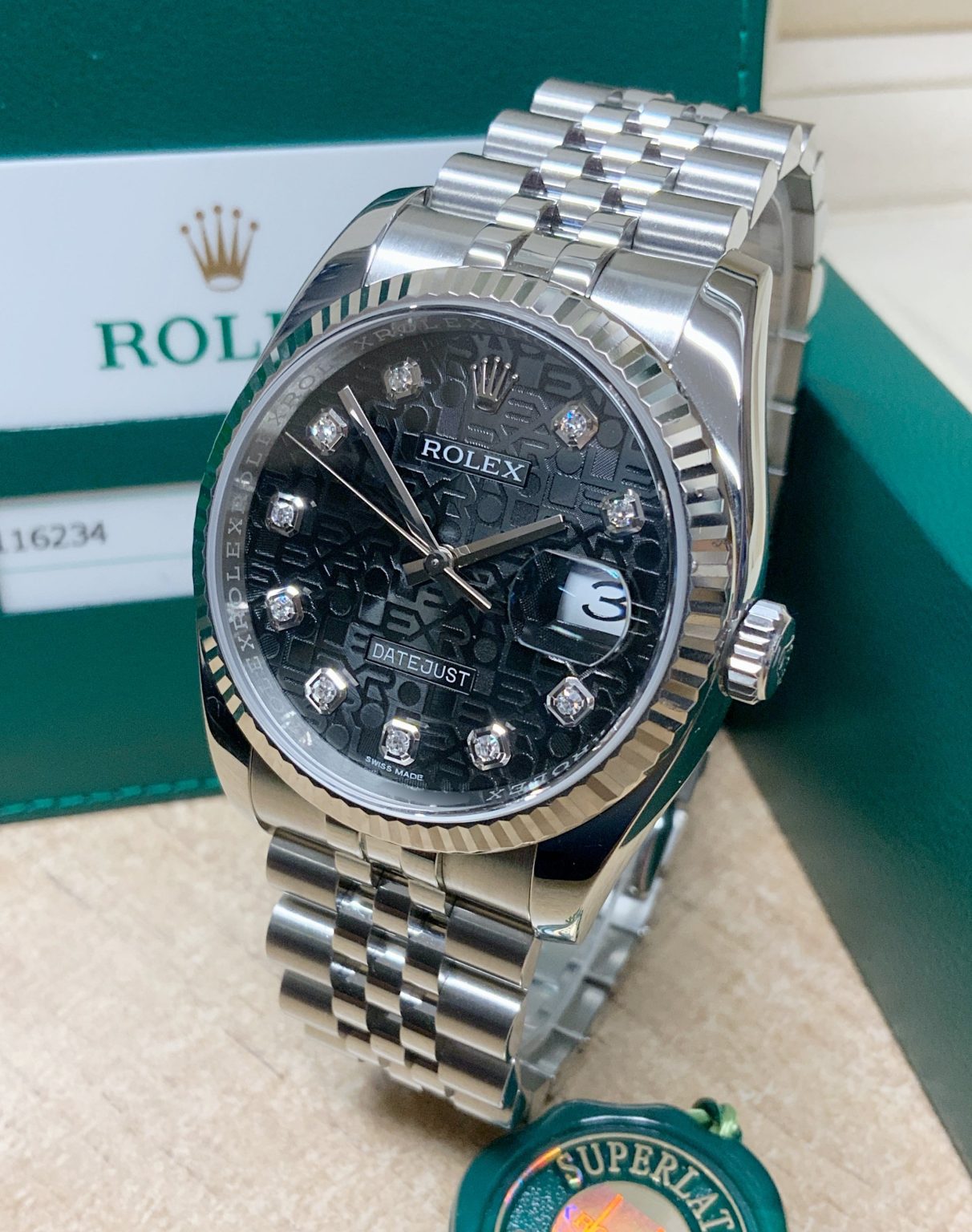 Rolex replica Datejust 41mm 116334 Black Diamond centenary dial