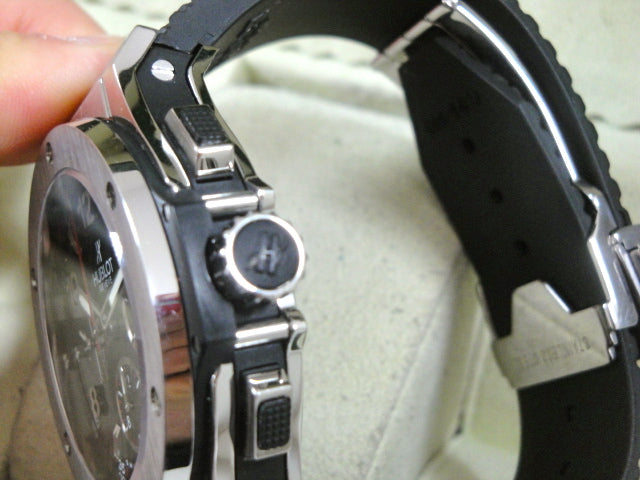 Hublot replica big bang ghiera acciaio strip rubber black dial
