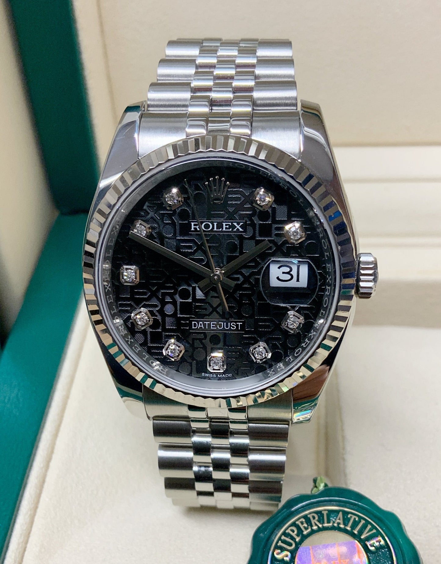 Rolex replica Datejust 41mm 116334 Black Diamond centenary dial