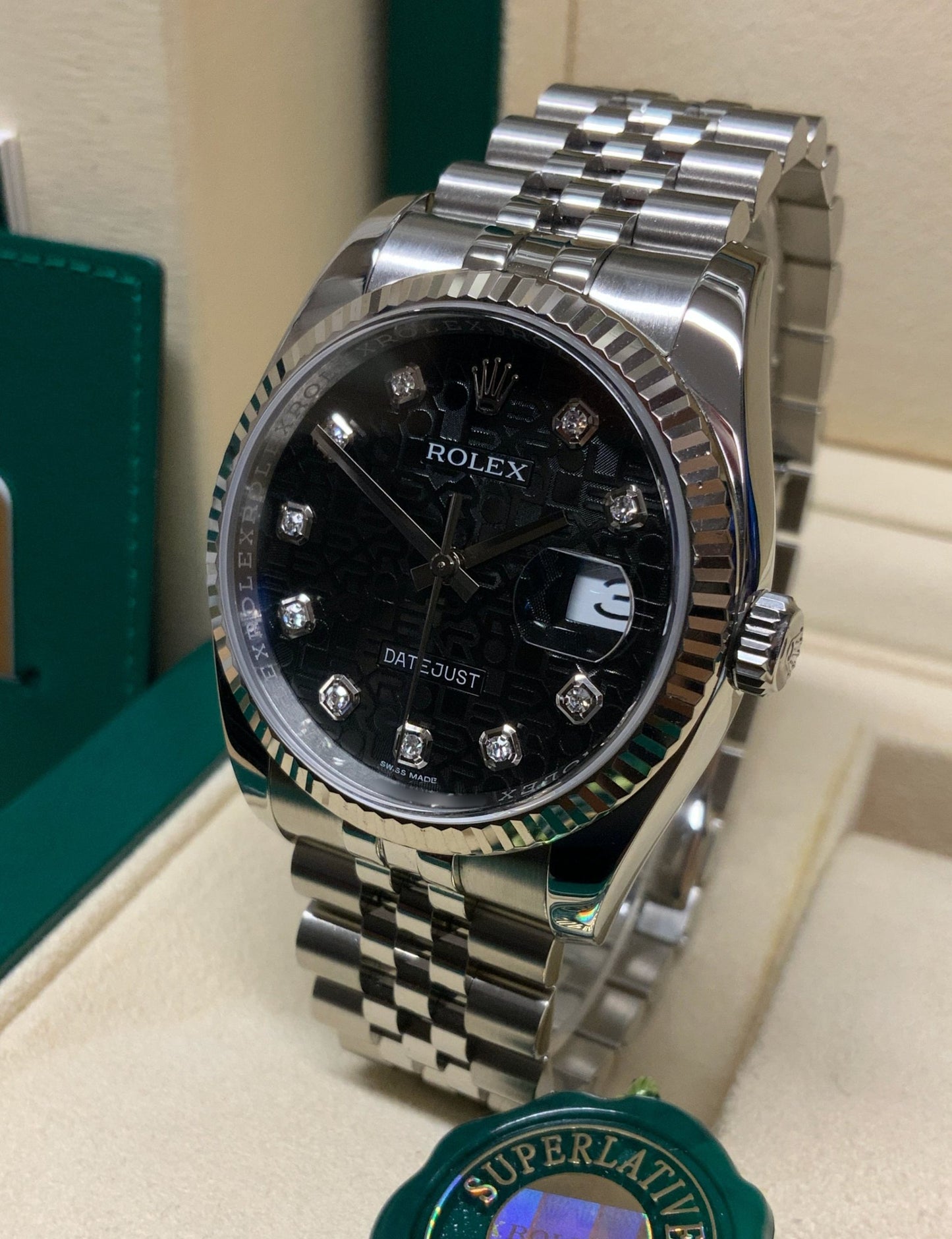 Rolex replica Datejust 41mm 116334 Black Diamond centenary dial