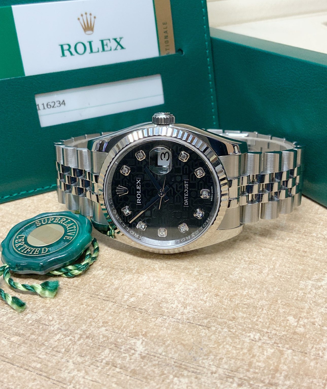 Rolex replica Datejust 41mm 116334 Black Diamond centenary dial