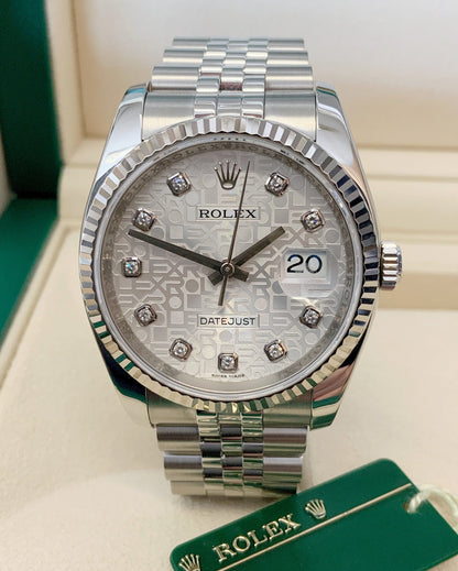 Rolex replica Datejust 41mm 116334 Silver Diamond centenary dial