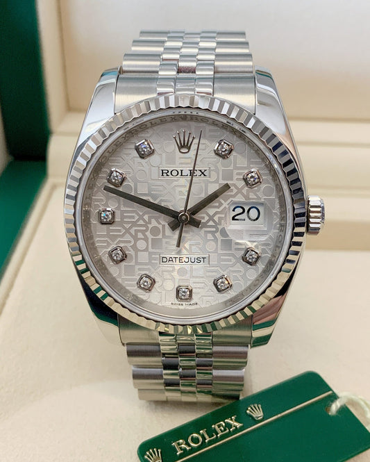 Rolex replica Datejust 41mm 116334 Silver Diamond centenary dial