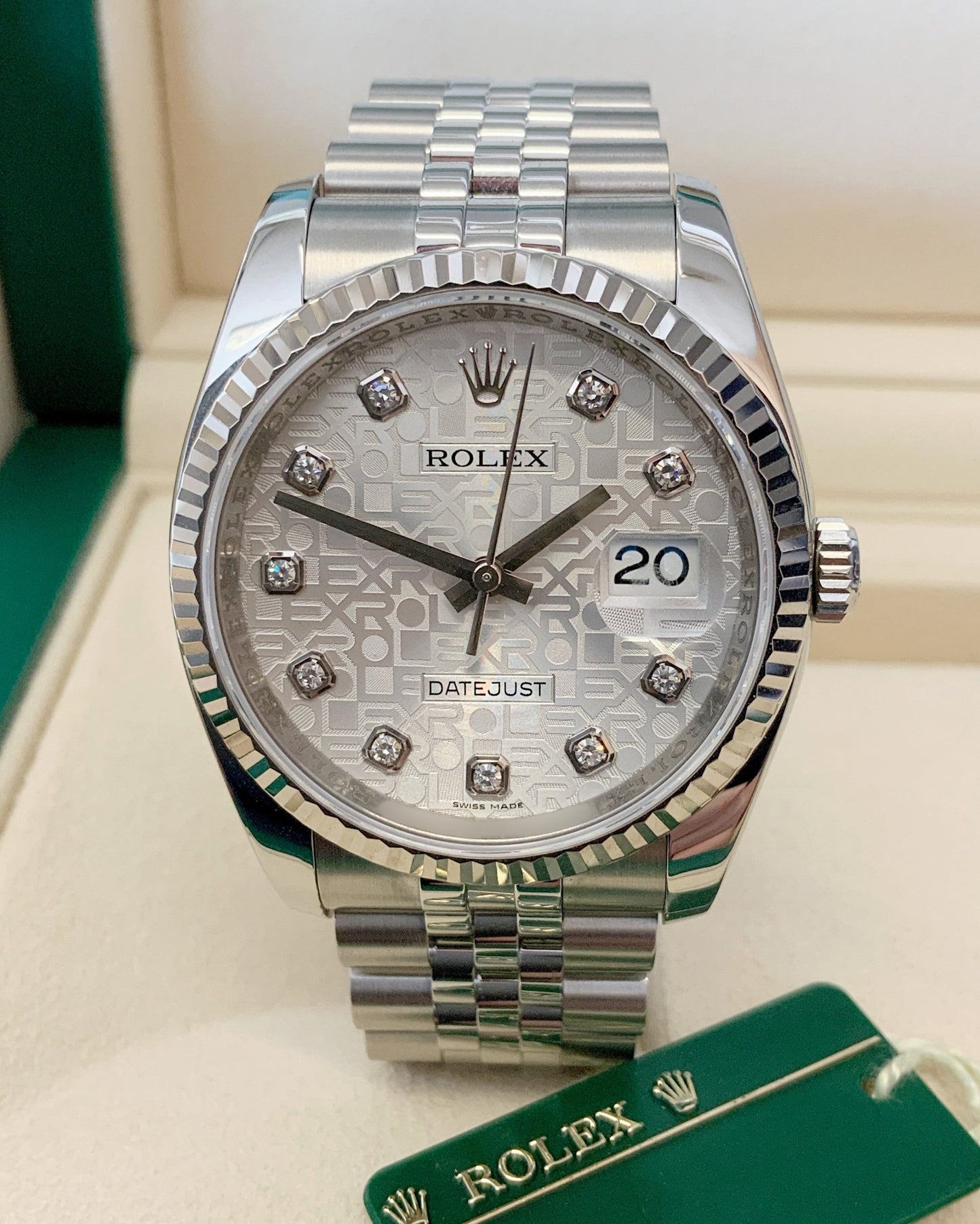 Rolex replica Datejust 41mm 116334 Silver Diamond centenary dial
