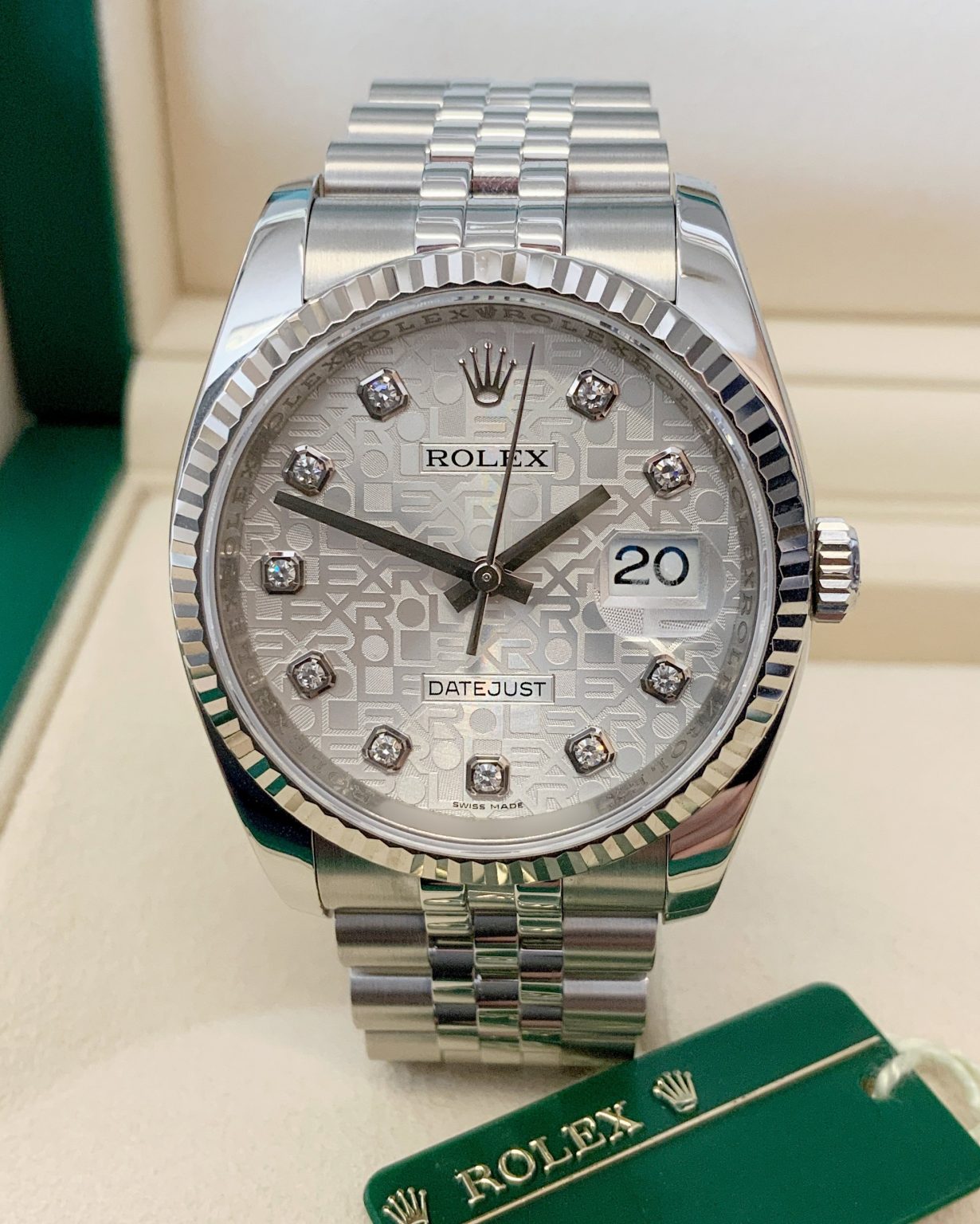Rolex replica Datejust 41mm 116334 Silver Diamond centenary dial