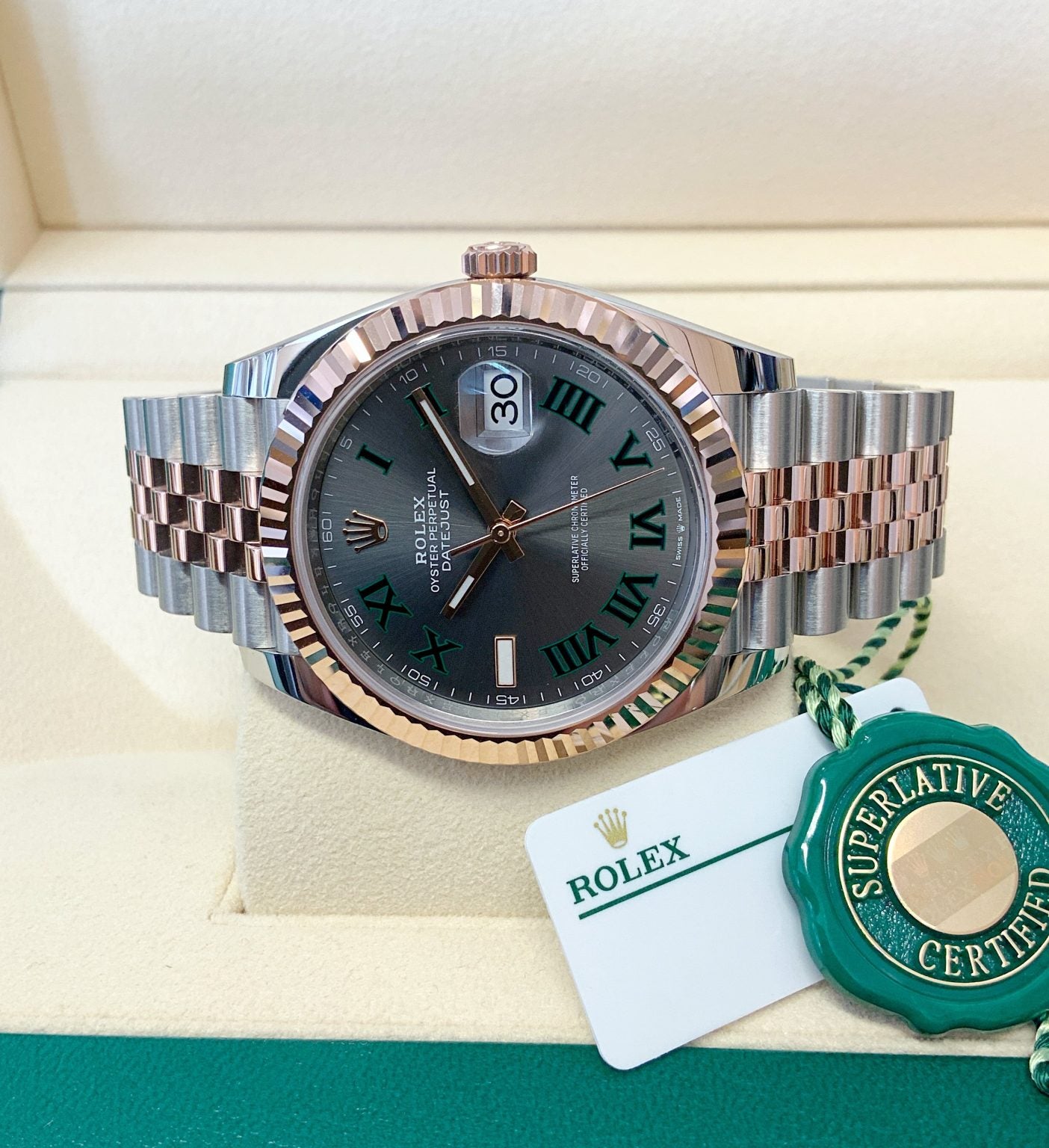 Rolex replica Datejust 41 126331 Bi-Colour Wimbledon Dial rose gold