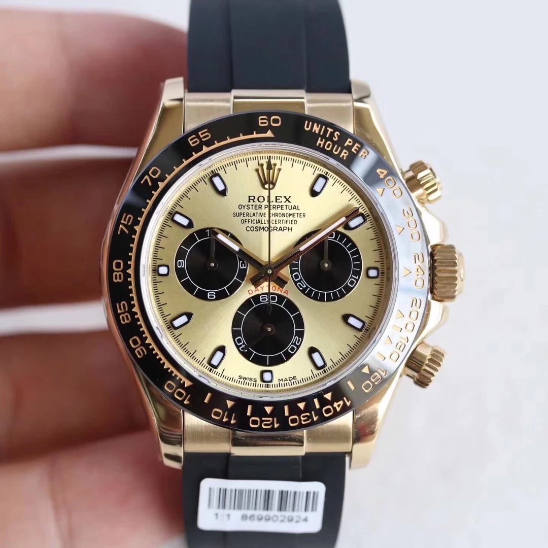 Rolex replica daytona new basilea 2017 oro strip rubber 116518LN orologio replica copia imitazione