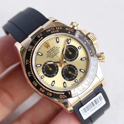 Rolex replica daytona new basilea 2017 oro strip rubber 116518LN orologio replica copia imitazione
